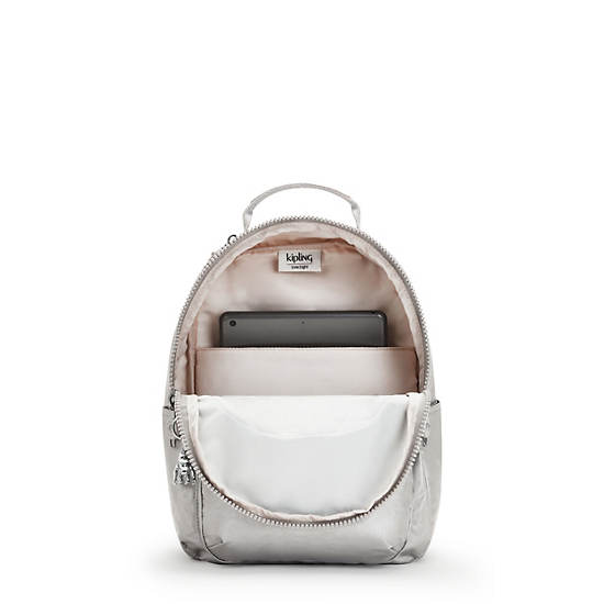 Kipling Seoul Small Metallic Tablet Laptoptassen Zilver | België 1514KO